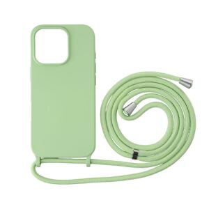 Zöld iPhone 16 Pro TPU+PC tok azonos színű nyakpánttal - Cellect