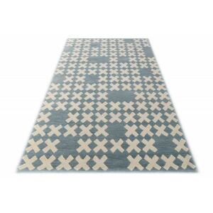 Bakero System hellblauer Teppich mit weißem Pluszeichenmuster, 122x183 cm - Innenarchitektur