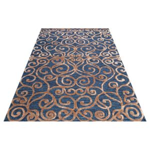 Bakero Monte Carlo dunkelblauer Teppich mit Neo-Barock-Design, 122x183 cm - Innenarchitektur