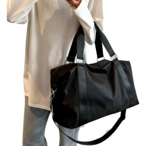 Tágas utazótáska edzéshez, fekete, vízálló nylon, 51x30x21 cm 118134628 - Utazótáska