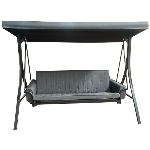 Rojaplast Madrid szürke fém kerti hintaágy baldachinnal