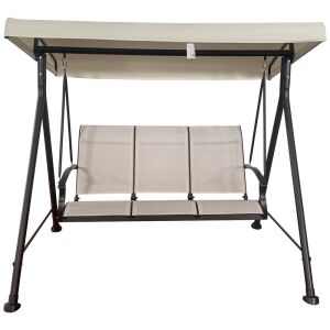 Rojaplast Hollywood II bézs fém kerti hintaágy baldachinnal, tökéletes kültéri pihenéshez - Hintaágy