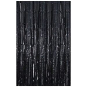 S DEPOT® dekoratív függöny, fém fólia, születésnapi bulikra, fekete