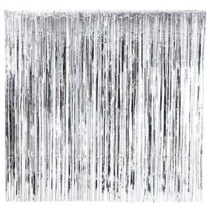 S DEPOT® dekoratív függöny, fémes ezüst fóliából, születésnapi bulikra