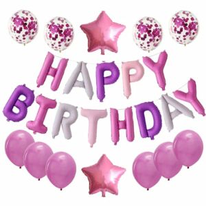 Fólia lufi "Happy Birthday", S DEPOT® és latex lufi készlet, parti dekorációhoz, többszínű