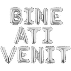 S DEPOT® fólia lufi készlet, ezüst, üdvözlő üzenettel, 45 cm