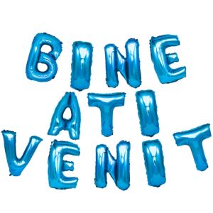 S DEPOT® fólia lufi készlet, üdvözlő üzenettel, kék, 45 cm