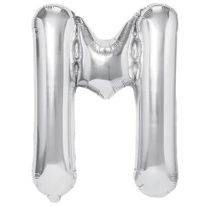 Fólia lufi S DEPOT®, ezüst, M betű alakú, 40 cm