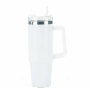 Termos din oțel inoxidabil alb cu pai și mâner, 1200 ml - Termosuri și suporturi pentru băuturi