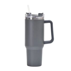 Termos din oțel inoxidabil gri cu mâner și pai, 1200 ml - Termosuri și suporturi pentru băuturi