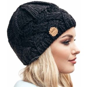 Dámska pletená zimná čiapka, čierna, 100% akrylové vlákno, univerzálna veľkosť 118179666 - Dámske doplnky