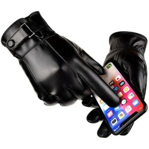 Férfi érintőkesztyű ökobőrből, fekete, univerzális méretű, belső szigeteléssel 118179748 - Férfi kesztyű