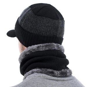 Férfi téli szett – baseballsapka és alagútkémény, fekete, akrilszálas, egy méret