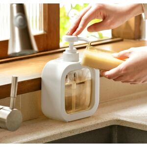 Univerzális folyékony szappanadagoló 500 ml, fehér, átlátszó panellel, műanyagból