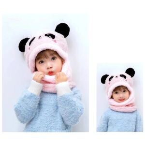 Gyerek téli polár 2 az 1-ben sapka kapucnival és fülekkel, rózsaszín, 100% poliészter, egy méret