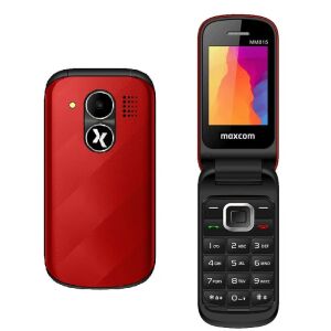 Maxcom MM815 rotes Klapphandy mit großen Tasten, Notrufknopf und einer 0,3MP-Kamera - Maxcom