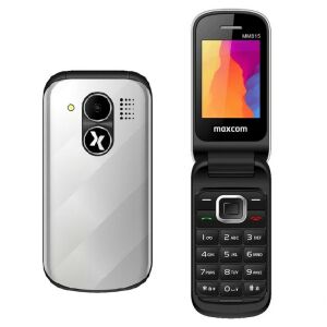 Maxcom MM815 Klapphandy mit großen Tasten, grau, Vorder- und Rückseite - Maxcom