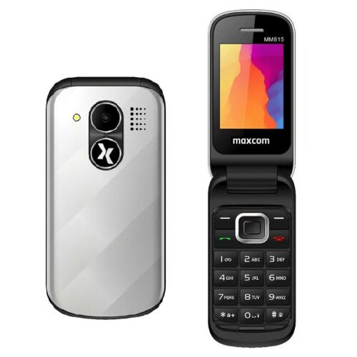 Maxcom MM815 Kartenunabhängiges Mobiltelefon mit großen Tasten, Notruf, grau (mit Menü auf Ungarisch)