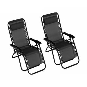 2 db fekete GardenLine nulla gravitációs szék fejtámlával és pohártartóval - GardenLine