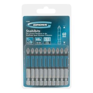 GROSS PH2x60mm 10 darabos csavarhúzó bit készlet csomagolásban - Fúrók és csavarozó kiegészítő