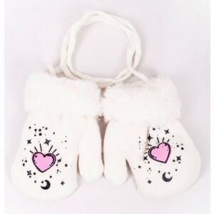 Yo!club téli kesztyű 10 cm - fehér/rózsaszín szív 118200588 - Yoclub