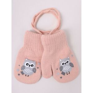 Yo!club téli kesztyű 12 cm - halvány rózsaszín/bagoly 118200591 - Yoclub