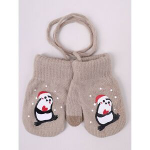 Yo!club téli kesztyű 12 cm - barna/pingvin 118200592 - Yoclub