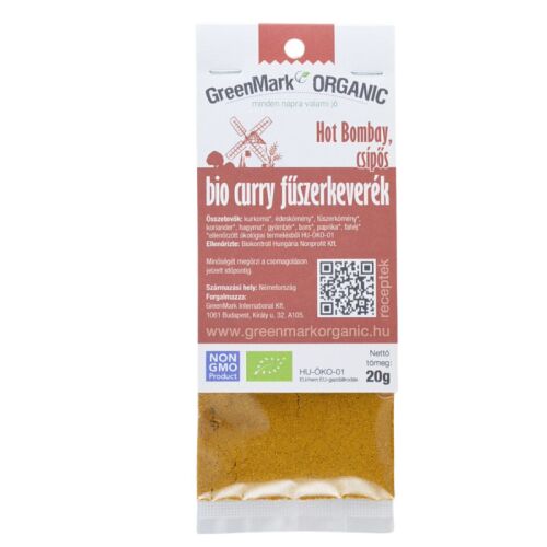 Greenmark bio curry fűszerkeverék csípős hot bombay 20 g 125271130