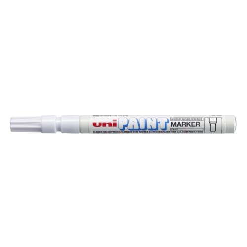 Uni Paint Marker, weiß, 0,8-1,2 mm, zum Markieren auf verschiedenen Oberflächen