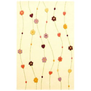 Bakero Kids Flowers bézs szőnyeg virág és szív mintával - Bakero