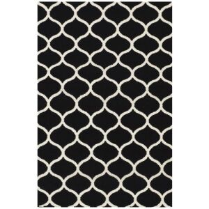 Zbliżenie wzoru czarnego dywanu Bakero Kelim Alize - Projektowanie wnętrz