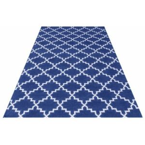 Dywan Bakero Kelim Eugenie granatowy z marokańskim wzorem, 140x200 cm - Projektowanie wnętrz