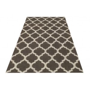 Schräge Ansicht des grau-weißen Teppichs Bakero Kelim Andrea - Innenarchitektur