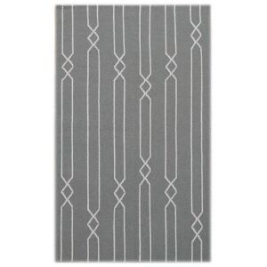 Bakero Kelim JP 11179 grauer und beiger Teppich mit geometrischem Muster - Innenarchitektur