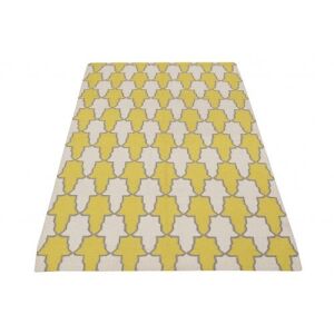 Bakero Kelim JP 11036 fehér és sárga szőnyeg, marokkói mintával - Bakero