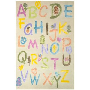 Draufsicht des Bakero Kids Alfa Teppichs 200x300 cm mit Alphabet-Design - Teppiche