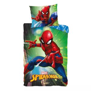 Lenjerie de pat pentru copii Spiderman City Lights, husă de pilotă 100x135 cm și față de pernă 40x60 cm - Nonbrand Lenjerie de pat - grădiniță