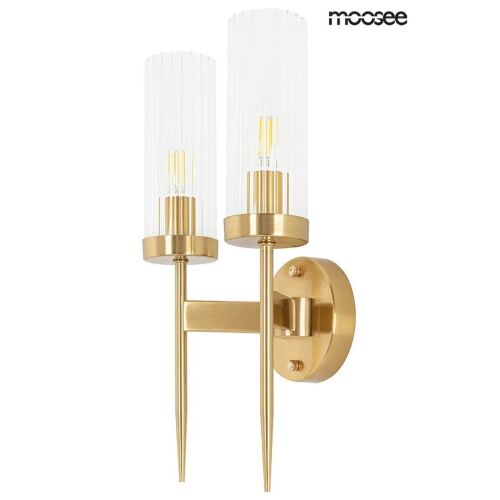 MOOSEE Torch Twin Arany Kristály Fali Lámpa, arany fali lámpa két kristály árnyékolóval, modern design