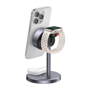 Mcdodo MagQ 3-in-1 Qi2 wireless charging stand with iPhone, Apple Watch and AirPods - Wireless Charger