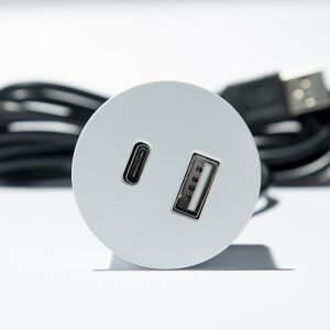 VersaPick, 1x USB A/C, kerek, matt fehér RAL 9003 118305674 - USB kábel
