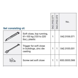 HAWA Soft Close Zsanérkészlet - 61-100kg 118305923 - Ajtózáró