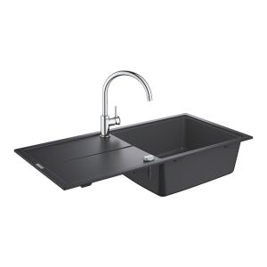 GROHE K400 gránit fekete mosogató Bauclassic króm csapteleppel - Grohe