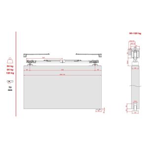 TERNO Classic Tolóajtó Szerelvény - 120kg, 1 Szárny 118311337 - Terno