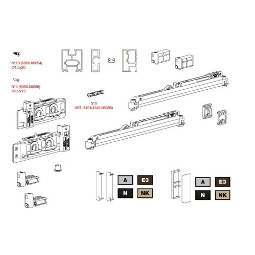 TERNO Diva Fluid Frame Tolóajtó Szett - 80kg, 1200-2600mm, Fekete