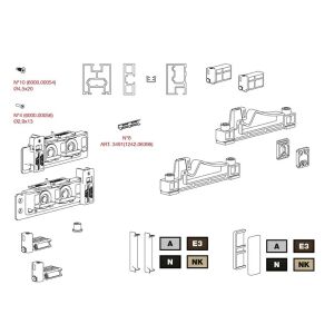 TERNO Diva Fluid Frame Görgő Szett - 80kg, 1200-2600mm, Fekete 118311542 - Tolóajtó szerelvény