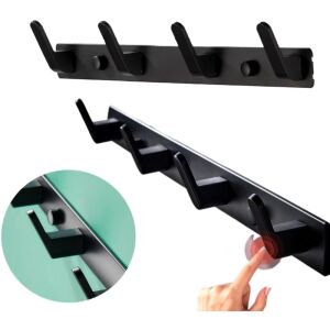 Fali panel akasztó, fekete, alumínium, 34x3 cm