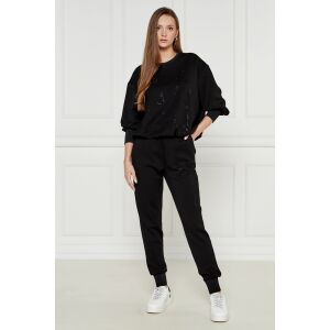 Hanorac negru pentru femei Armani Exchange cu mâneci lungi și imprimeu cu logo - Pulovere pentru femei