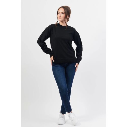 Pulover negru Armani Exchange pentru femei cu mâneci lungi, vedere din față