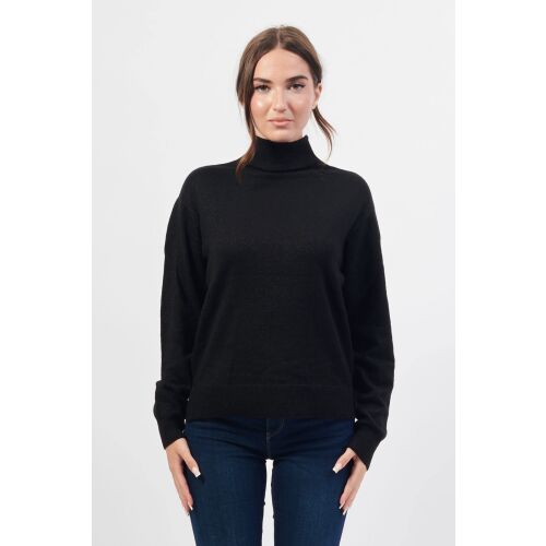 Armani Exchange Damenpullover mit Rollkragen in Schwarz mit silbernem Garn