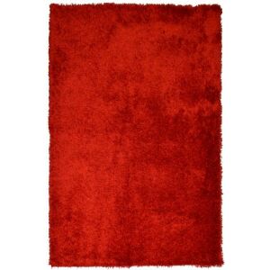 Gesamtansicht des roten Bakero Shaggy Como 14 Teppichs - Innenarchitektur